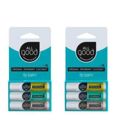 All Good SPF 15 Lip Balm - Calendula Olive Oil Beeswax Vitamin E (6-Pack) (Original/Spearmint/Coconut) Multi (6-Pack)