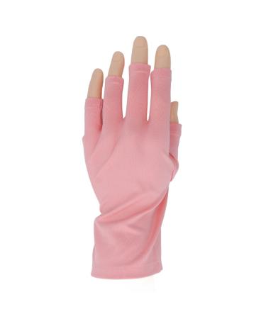 Nail UV Gloves Hand Protection UV Lamp Breathable Gloves for Manicures Protection Reusable Stretchy Professional Nail Lamp Fingerless UV Gloves Pink Gel Manicure Gloves