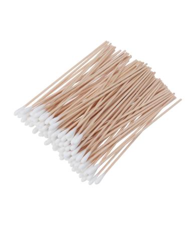 Latrate 100 pieces cotton swab 15cm long wooden handle cotton carrier extra long wood cotton swab with large head for camera keyboard make-up polishing cleaning