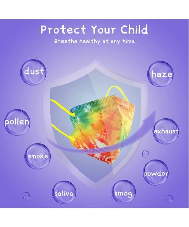 Kids Disposable Tie Dye Face Masks - 30 Pack, 4-Layer, Breathable with Elastic Earloop - Multicolor Protective Masks for Boys & Girls in School & Outdoors - Buy Online on SooperMarket.com