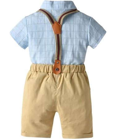 AmzBarley Boys Gentlemans Suit | Kids Dress Shirt Pants Vest Bowtie Tuxedo Rompers | Birthday Party Outfit | Khaki 4-5 Years - Buy Online on SooperMarket.com