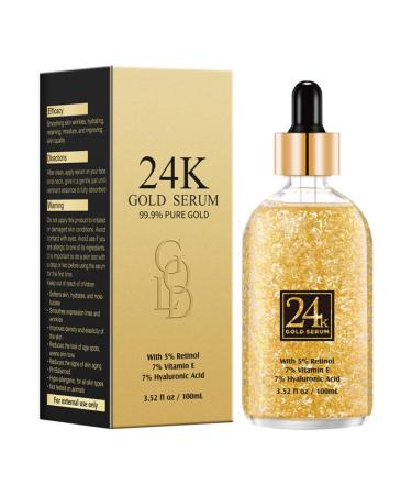 Ofanyia 24K Gold Serum for Face Moisturizing Anti Aging Facial Serum with Vitamin E Hyaluronic Acid & Retinol Smooth Fine Lines Wrinkles Tightening Firming Skin Face Serum 100ml (100ml)