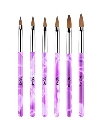 Nail Art Brush Nail Painting Brush 6 Pieces Nail Art Tips Builder Brush UV Gel Acrylic Nail Brush for Nail Art Design Painting Salon and DIY