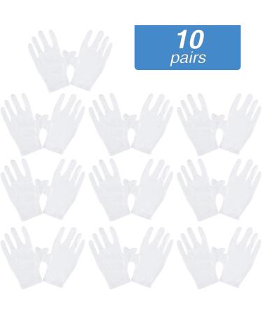 Rovtop White Gloves - 20Pcs/10Pairs for Jewelry Inspection, Moisturizing, Eczema Hand Spa | Comfortable and Large White Gloves - Buy Online on SooperMarket.com