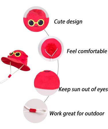 LANGZHEN Beach Sun Protection Hat for Baby Girls 2-4 Years | Wide Brim Toddler Kids Play Hat with Chin Strap | Shark-crab Design - Buy Online on SooperMarket.com