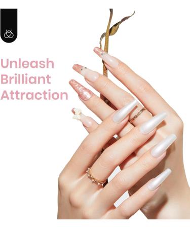Beetles Pearl Mermaid Gel Nail Polish Set - 6 Shimmer Colors for Salon & Home Manicure | White Pink Blue Glitter Shell Swirl Thread Effect | Soak Off UV LED Gel - Buy Online on SooperMarket.com