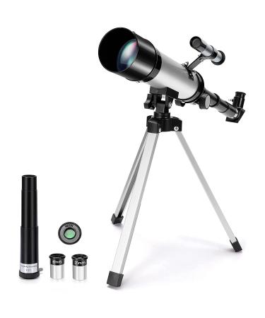 Merkmak Telescope for Kids, Astronomy Kids Telescope 360/50mm Spotting Scope, 90X Refractor Telescope, Telescopes for Astronomy Beginners with Tripod, Best Gift to Observe Deep Space Stargazing Silver-finder