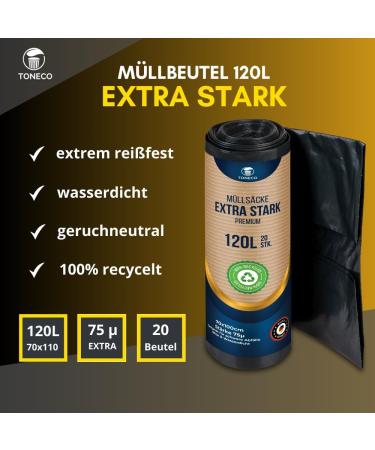 Buy Professional 120L Extra Strong Garbage Bags - 100% Recycled 75 - Best Prices Online! (20 to 600 Sacks) - Buy Online on SooperMarket.com