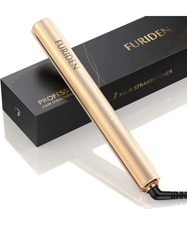 Hair Straightener, Hair Straightener and Curler 2 in 1, Professional Flat Iron for Black Women Hair, Ceramic Tourmaline Ionic Flat Iron Hair Straightener, Dual Voltage Hair Straightener - 1 Inch 1 inch Gold