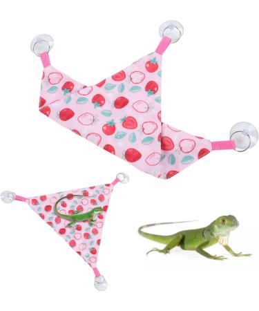 Alvinlite Reptile Hammock 2-Pack - Pink Strawberry Pattern Lizard & Bearded Dragon Climbing Accessories (33x33x46cm) - Buy Online on SooperMarket.com