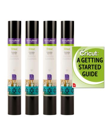 Cricut Everyday StrongBond HTV Iron-On Vinyl Bundle - Create Custom Apparel  Shirts and Bags  Heat Transfer Rolls for DIY Ironing Projects  Easy to Weed Vinyl  Iron-On Bundle for Heat Press Machines Black