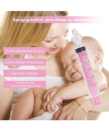 Nasal Irrigation for Baby - 2PCS Professional Nasal Syringe with Reusable Silicone Tip - Pink | Baby Nose Sucker for Nasal Hygiene - Buy Online on SooperMarket.com