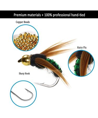 Ivei Fly Fishing Flies Kit - Premium Hand-Tied Assortment of 12 Dry/Wet Flies Nymphs & Streamers with Portable Box for Trout & Bass Fishing - Buy Online on SooperMarket.com