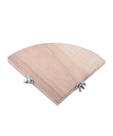 Fdit Platform Wood Bird Cage Perch Stand Fan Shape Parrot Hamster Small Animal Pet Budgie Toy(13 * 13Cm/5 * 5Inch)