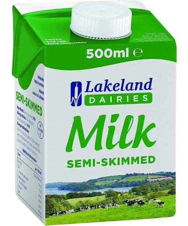 Lakeland Dairies Semi-Skimmed Milk | 24 Pack of 500ml | Long Life | Delicious & High in Protein
