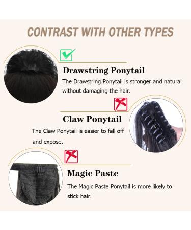 AFNOTE 24 Long Curly Drawstring Ponytail Extension - Synthetic Heat Resistant Fake Ponytail for Women (Black) - Buy Online on SooperMarket.com