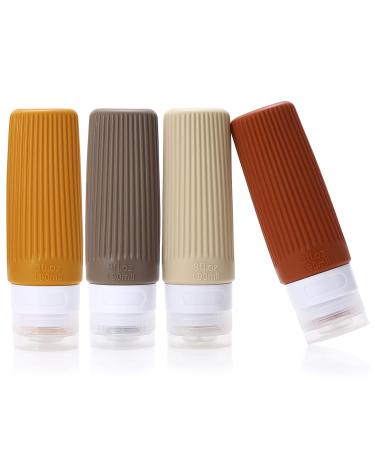 Lufevrm 4 pieces 90ml travel bottles set BPA-free silicone leakproof replaceable.