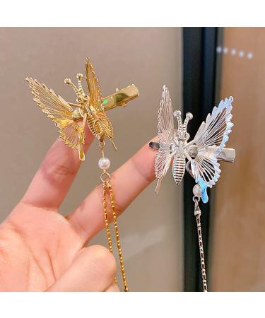 Flymind 6Pcs Moving Butterfly Tassel Hair Clips Elegant Antique Side Clip for Women & Girls (Silver) - Buy Online on SooperMarket.com