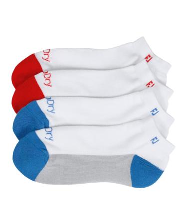 FootJoy Men's ProDry Sports Socks White/Blue White/Red One Size (2 Pack)