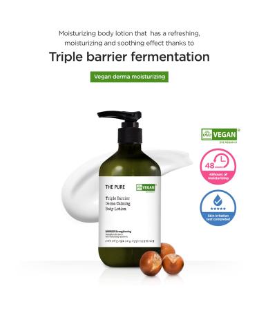THEPURE Triple Barrier Derma Calming Body Lotion 500ml - Fragrance-Free Vegan Moisturizer for Kids to Adults with Shea Butter & Panthenol - Hydrating Dry Skin Formula - Buy Online on SooperMarket.com