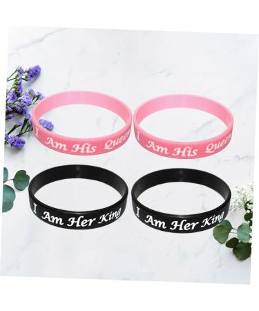 MAGICLULU 4pcs Valentines Day Gift Connecting Bracelets for Couples Wedding Party Gifts Bf and Bracelets Couple Bracelets Valentines Day Bracelets Silicone Slap Bracelets Lovers Earrings As Shown 20X6.4X1.2cm - Buy Online on SooperMarket.com