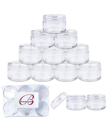 Beauticom 24 Pieces 20G/20ML Round Clear Jars with Screw Cap Lid for Powdered Eyeshadow Mineralized Makeup Cosmetic Samples - BPA Free