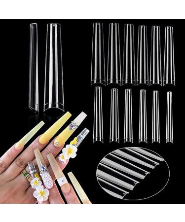 JZK 240x XXXL Clear Half Cover Extra Long Coffin Nail Tips For Acrylic Extensions No C Curve False Nail Tips Long For Gel And Acrylic Nails 3XL Finger Nail Extension Tips - Buy Online on SooperMarket.com