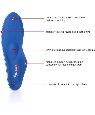 Valsole Orthopedic Insoles for Men & Women - Soft Shoe Inserts for Flat Feet & Plantar Fasciitis - Comfort support | EU Size 40-41 (26cm) V107B - Buy Online on SooperMarket.com