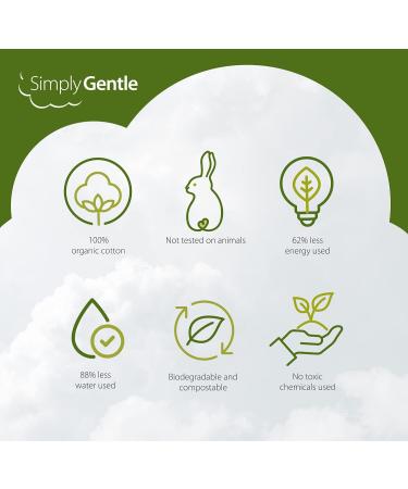 Simply Gentle Organic Cotton Pads Dual sided - Sealed Edges - Low Lint - 100% Organic Cotton Wool 100 Count (Pack of 6) - Buy Online on SooperMarket.com