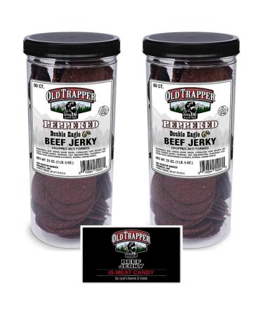 Old Trapper Peppered Double Eagle Beef Jerky - Pack of 2 with Bonus Old Trapper Magnet by Lyza's Sweets & Treats