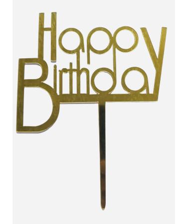 Emma Bunting Happy Birthday Art Deco Cake Topper (Gold Acrylic) Cake Decoration