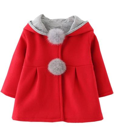 Cute Rabbit Ears Hooded Baby Girl Cloak Coat | TMEOG Newborn Toddler Outwear Winter Clothes 18-24 Months Red - Buy Online on SooperMarket.com