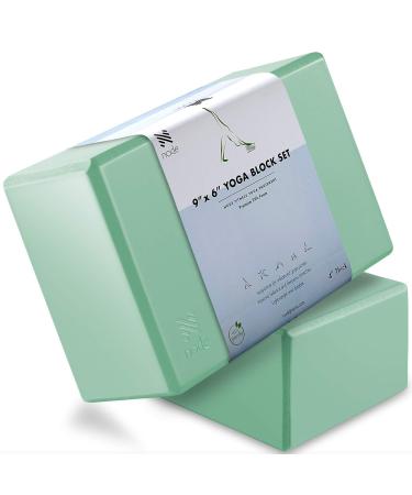 Node Fitness Premium Yoga Block (Set of 2) - 4" Thick Foam Brick Mint