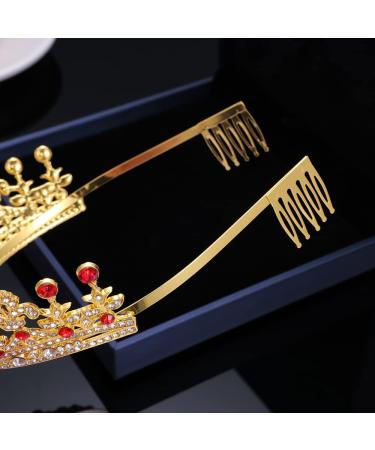 Kamirola Queen Crystal Tiara Headband for Women - Gold Red Wedding Hair Accessory - Buy Online on SooperMarket.com