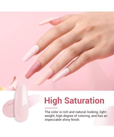 AZUREBEAUTY 12 PCS Portable Dip Powder Nail Starter Kit - Nude Pink Glitter French Nail Art Set - Buy Online on SooperMarket.com