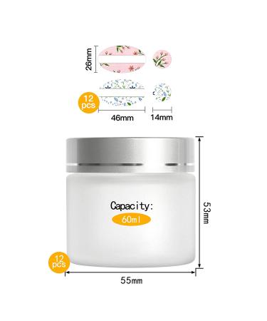 12 Pack 60ml Matte Clear Glass Jars with Silver Lids - Travel Containers for Cosmetics, Makeup, Eye Shadow, and Face Cream - Buy Online on SooperMarket.com