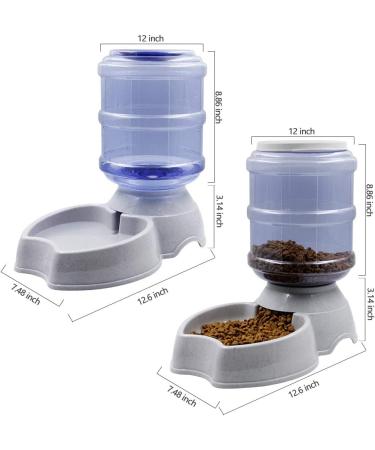 Zcaukya Automatic Cat Feeder & Water Dispenser Set - 1 Gal x 2 Gravity Dog Water Fountain & Pet Food Feeder (Grey) - Buy Online on SooperMarket.com