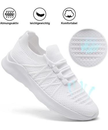 Buy ZDFQLGV Women's White Sports Shoes - Comfortable Slip-On Tennis Running & Hiking Footwear | Light & Breathable Fitness Shoes - EU 38 - Buy Online on SooperMarket.com
