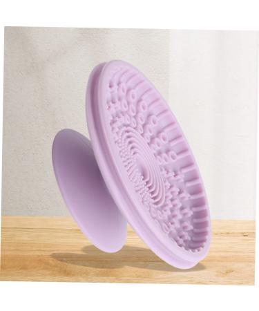 Silicone Makeup Brush Cleaning Box & Pad - Dry Cleaner Tool 7.9x5.25CM - Violet | Best Brush Scrubber Mat for Efficient Makeup Cleaning - Buy Online on SooperMarket.com