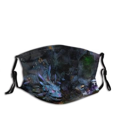 Cave with Dragon Jewels and Golden Coins Cotton Washable Nose Wired Face Cover Filter Pocket Wide Cover with Filter