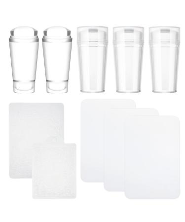 Allazone 9 PCS Clear Nail Stamper Double Sided Nail Art Stamper Clear Silicone Nails Stamping Jelly Nail Art Stamping Stamper for Manicure Tools 4 PCS