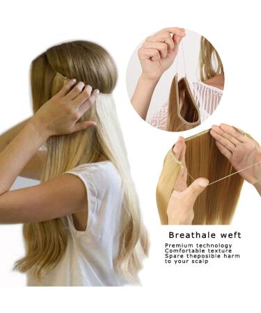 Wire in Hair Extensions No Clip in Curly Wavy Hairpieces Invisible Natural Hair Extension 20" - Dark Brown - Buy Online on SooperMarket.com