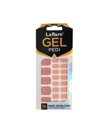 Laflare GEL PEDI Strips  Adhesive Gel Toenail Full Wrap Art Decals Polish Stickers with 26 pcs Double-End Strips Glitter False Toe Nails Including Trimming File (P003  1)