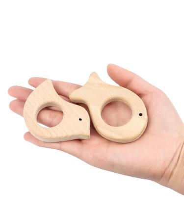 Rosewinec 6-Piece Wooden Baby Bite Ring Set | Handmade DIY Jewelry & Craft | Safe Wooden Figures for Baby's Early Development - Buy Online on SooperMarket.com