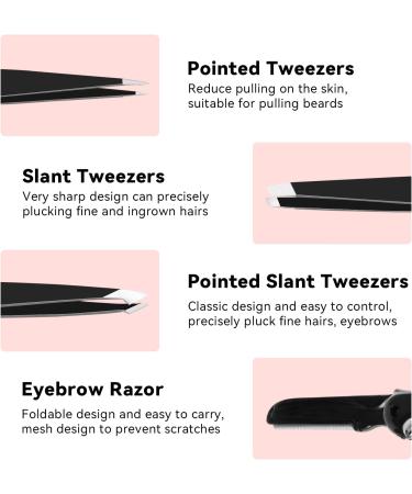 FACEMADE 3-Piece Tweezers Set for Women and Men - Stainless Steel Eyebrow Tweezers, Scissors, and Razor for Facial Hair Removal - Buy Online on SooperMarket.com