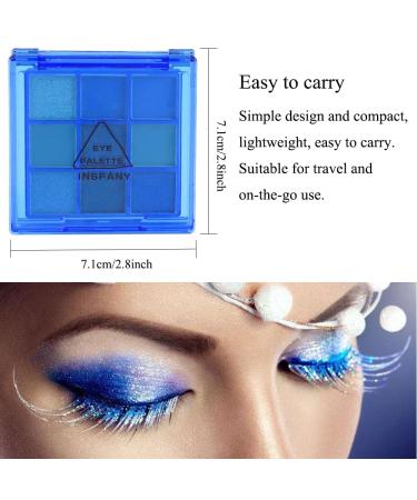 Yeweian Blue Eyeshadow Palette - 9 Colors Glitter Matte Makeup for Women | Highly Pigmented & Waterproof Smokey Eye Palette (06) - Buy Online on SooperMarket.com