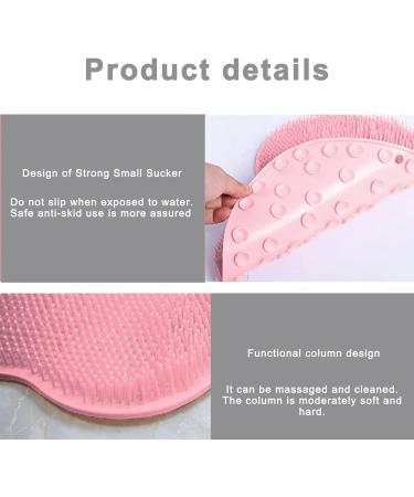 Silicone Shower Brush with Suction Cup | Exfoliating Body Scrubber for Shower | Long Bristles for Wet/Dry Brushing | Pink | 30x25cm - Buy Online on SooperMarket.com