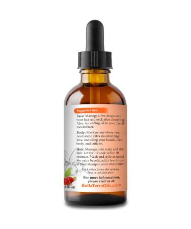 Organic Rosehip Seed Oil 4oz - Cold-Pressed, Unrefined & Chemical-Free - Rich in Vitamin C - For Mature Skin, Hair, Nails, Stretch Marks - Buy Online on SooperMarket.com