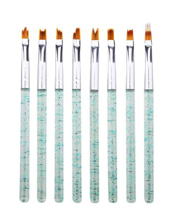 Mwoot 8-piece nail brush set gel nail art pen liner nail polish nail design kit nail art brush gradient nail art brush (green)