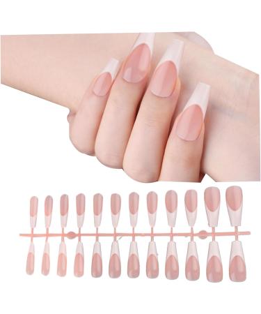 Press On Nails 10 Sheets Color Long Press On Nails With White Edge 12 Size Full Cover Stick On Nails Simple Style False Nails For Women Girls Nail Art Style3 - Buy Online on SooperMarket.com